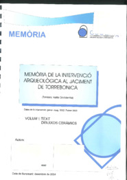 Memòria de la intervenció arqueològica al jaciment de Torrebonica