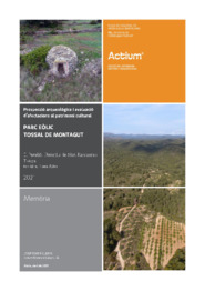 Prospecció arqueològica i avaluació d'afectacions al patirmoni cultural Parc Eòlic “Tossal de Montagut"