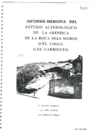 Informe-Memoria del estudio alterológico de la arenisca de la Roca dels Moros d'el Cogul