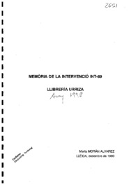 Memòria de la intervenció int-89. Llibrería Urriza