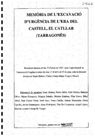 Memòria de l'excavació d'urgencia de l'Era del Castell del Catllar
