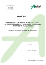 Memòria de la intervenció arqueològica al carrer Manuel de Falla, 14 de Tarragona