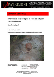 Intervenció arqueològica al Forn de calç del Tossal del Moro