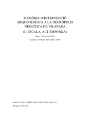 Memòria d'intervenció arqueològica a la necròpolis neolítica de Vilanera