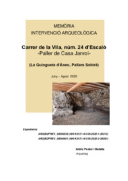 Memòria intervenció arqueològica. Carrer de la Vila, núm. 24 d'Escaló -Paller de Casa Janroi-