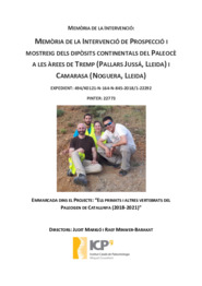 Memòria de la intervenció de prospecció i mostreig dels dipòsits continentals del Paleocè a les àrees de Tremp i Camarasa