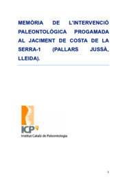 Memòria de l'intervenció paleontològica programada al jaciment de Costa de la Serra-1