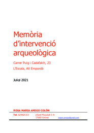Memòria d'intervenció arqueològica. Carrer Puig i Cadafalch, 23