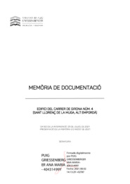 Memòria de documentació. Edifici del carrer de Girona núm. 4