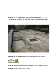Memoria de la intervenció arqueològica preventiva a la Vil·la romana de “La Mola” o “Hort del Pelat”