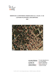 Memòria de la intervenció arqueològica al c/ Xaloc, 19 de Llafranc - Palafrugell