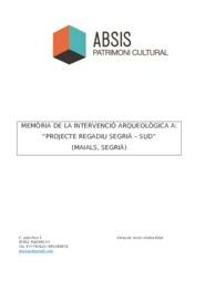 Memòria de la intervenció arqueològica a: “Projecte Regadiu Segrià – Sud”