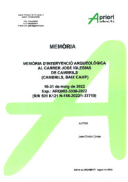 Memòria d'intervenció arqueològica al carrer José Iglesias de Cambrils