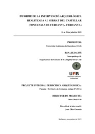 Informe de la intervenció arqueològica realitzada al Serrat del Castellar