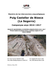 Memòria de les intervencions arqueològiques. Puig Castellar de Biosca