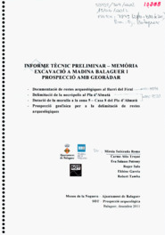 Informe tècnic preliminar - memòria excavació a Madina Balaguer i prospecció amb georàdar