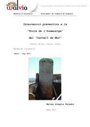 Intervenció preventiva a la "Torre de l'homenatge" del "Castell de Mur"