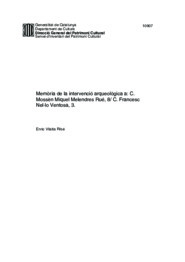 Memòria de la intervenció arqueològica a: C. Mossèn Miquel Melendres Rué, 8/ C. Francesc Nel·lo Ventosa, 3