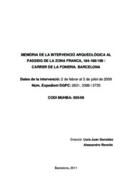 Memòria de la intervenció arqueològica al Passeig de la Zona Franca, 184-188/189 - Carrer de la Foneria
