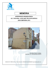 Memòria. Intervenció arqueològica al C/ Notaria, 19 de Sant Feliu de Guíxols