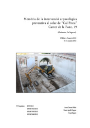 Memòria de la intevenció arqueològica preventiva al solar de "Cal Piteu" Carrer de la Font, 19
