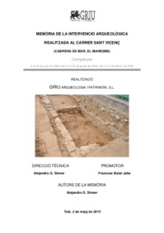 Memòria de la Intervenció arqueològica realitzada al Carrer Sant Vicenç