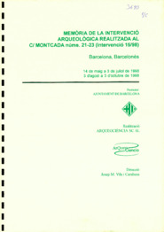 Memòria de la intervenció arqueològica realitzada al carrer Montcada, 21-23 (intervenció 15/98)