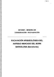 Informe - Memòria de Conservació-Restauració. Excavació arqueològica de l'antic mercat del Born Barcelona