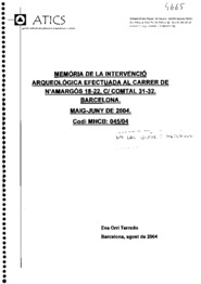 Memòria de la intervenció arqueològica efectuada al carrer de n'Amargós 18-22, C/ Comtal 31-32