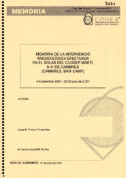 Memòria de la intervenció arqueològica efectuada en el Solar del c/Josep Martí, 9-11 de Cambrils