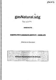 Estudi arqueológico de detalle. Desdoblament Gasoducte Subirats - Odena APB