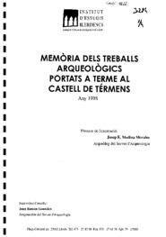Memòria dels treballs arqueològics portats a terme al Castell de Térmens
