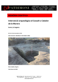 Memòria científica de la intervenció arqueològica al Casalot o Cabalot de la Morera