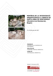 Memòria de la intervenció arqueològica a l'ermita de Santa Anna de Montserrat (Monistrol de Montserrat, Bages).