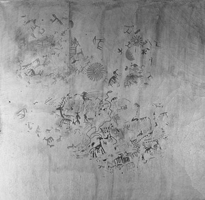 Reproducció d'una pintura rupestre de la cova del Tajo de las Figuras.