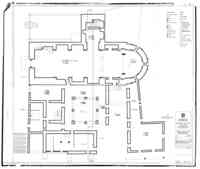 9. Planta primer pis actual de les dependéncies monacals, església, torre campanar, anàlisi constructiva