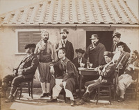 Gibraltar. Group at a Spanish Café