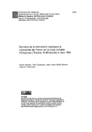 Memòria de la intervenció realitzada al criptopòrtic del Forum de la ciutat romana d'Empúries (l'Escala, Alt Empordà) a l'any 1995
