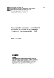 Memòria de les excavacions i consolidacions realitzades en el Poblat del Molí d'Espigol (Tornabous). Campanya de 1987 i 1988