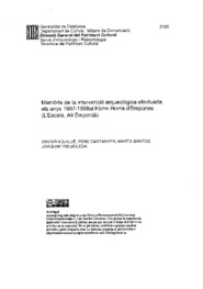 Memòria de la intervenció arqueològica efectuada els anys 1997-1998al Fòrim Romà d'Empúries (L'Escala, Alt Empordà)
