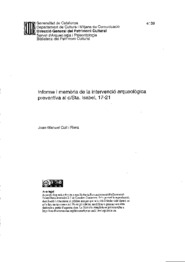 Informe i memòria de la intervenció arqueològica preventiva al c/Sta. Isabel, 17-21