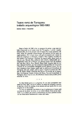 Teatre romà de Tarragona: treballs arqueològics 1982-1983