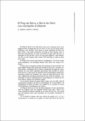 El Puig de Serra, a Serra de Daró: una necròpolis d’Ullastret