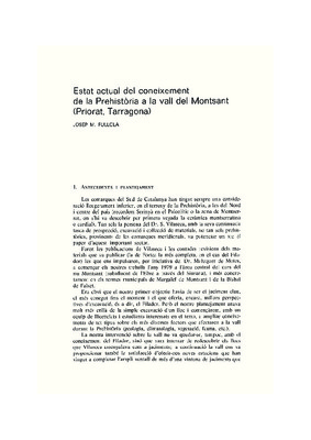 Estat actual del coneixement de la Prehistòria a la vall del Montsant