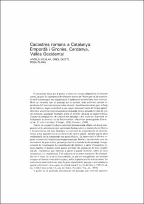 Cadastres romans a Catalunya: Empordà i Gironès, Cerdanya, Vallès Occidental