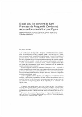 El call jueu i el convent de Sant Francesc de Puigcerdà (Cerdanya): recerca documental i arqueològica
