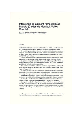 Intervenció al jaciment romà del Mas Manolo