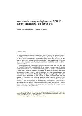 Intervencions arqueològiques al PERI-2, sector Tabacalera, de Tarragona
