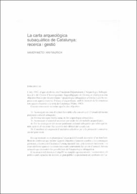 La carta arqueològica subaquàtica de Catalunya: recerca i gestió