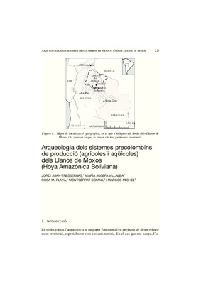 Arqueologia dels sistemes precolombins de producció (agrícoles i aqüícoles) dels Llanos de Moxos